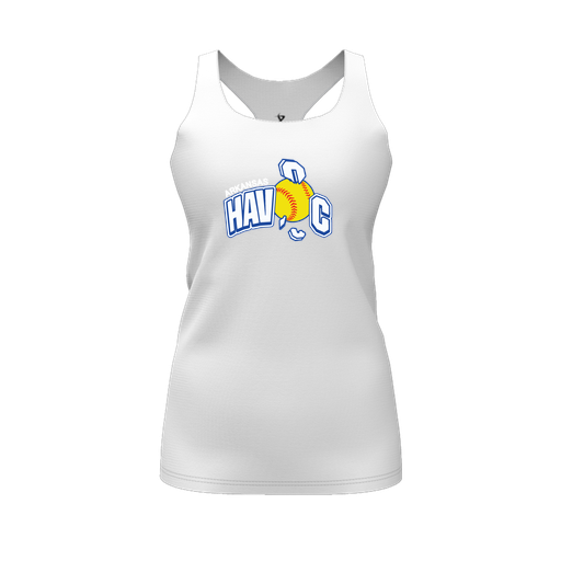 [CUS-DFW-RCBK-PER-WHT-FYS-LOGO1] Racerback Tank Top (Female Youth S, White, Logo 1)