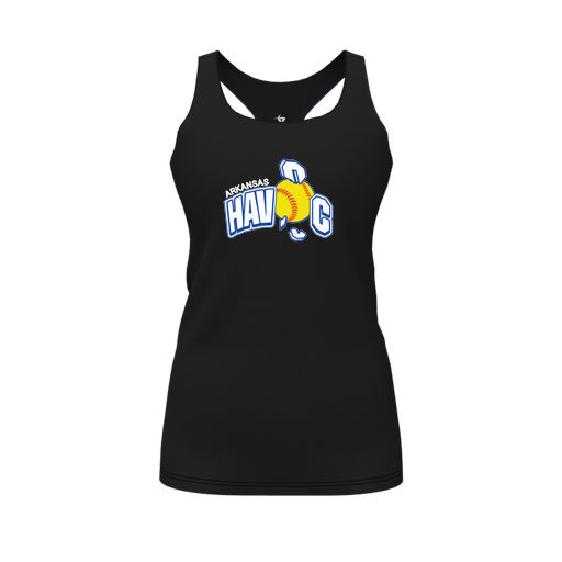 [CUS-DFW-RCBK-PER-BLK-FYS-LOGO1] Racerback Tank Top (Female Youth S, Black, Logo 1)