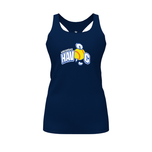 [FT0TRBNV-FYS-LOGO1] Decker Racerback Tank Top (Female Youth S, Navy, Logo 1)