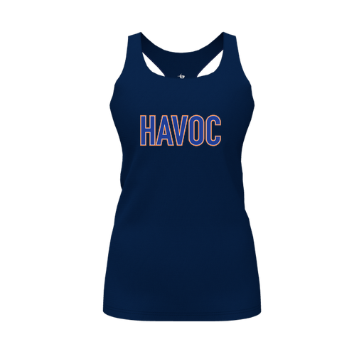 [CUS-DFW-RCBK-PER-NVY-FYS-LOGO2] Racerback Tank Top (Female Youth S, Navy, Logo 2)