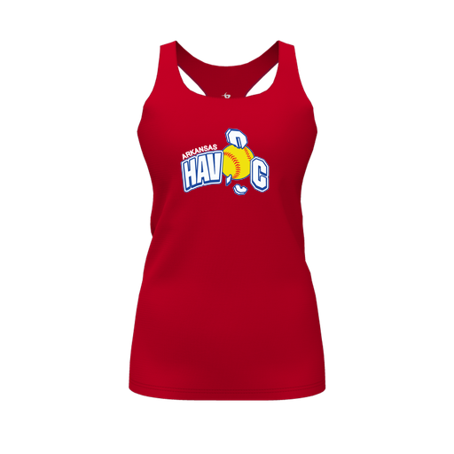 [CUS-DFW-RCBK-PER-RED-FYS-LOGO1] Racerback Tank Top (Female Youth S, Red, Logo 1)