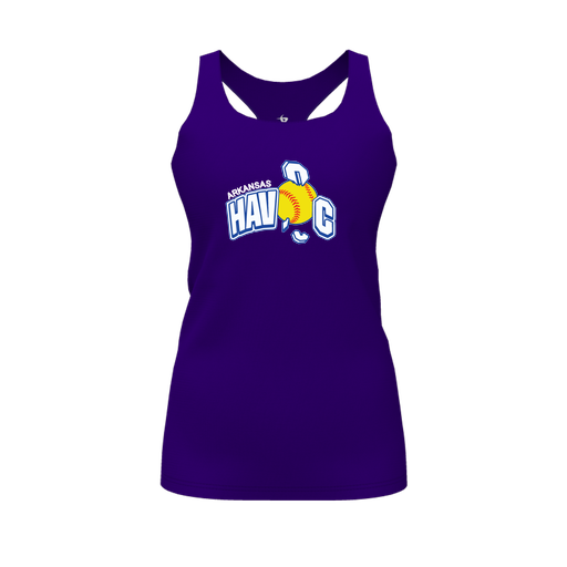 [CUS-DFW-RCBK-PER-PUR-FYS-LOGO1] Racerback Tank Top (Female Youth S, Purple, Logo 1)