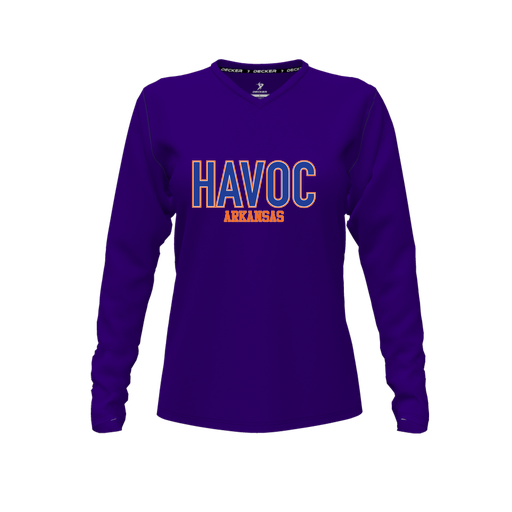 [FTLVCFPP-FYXS-LOGO3] Comfort T-Shirt (Female Youth XS, Purple, V Neck, Logo 3, Long Sleeve)