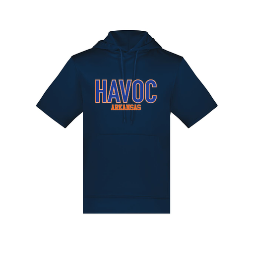[6871.065.S-LOGO3] Men's Dri Fit Short Sleeve Hoodie (Adult S, Navy, Logo 3)