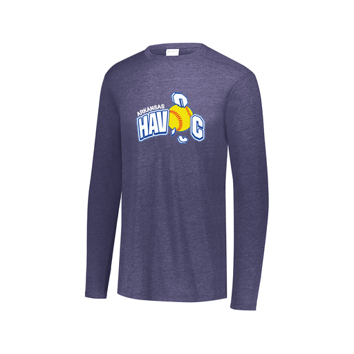 [FTLCUBNV-AXS-LOGO1] Decker Men's Tri-Blend T-Shirt - Long Sleeve (Adult XS, Navy, Logo 1)