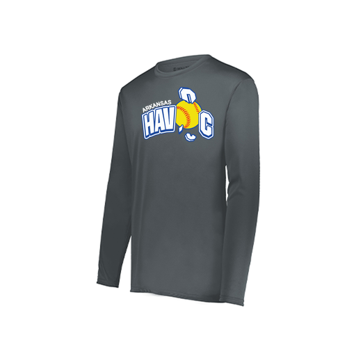 [222823.059.S-LOGO1] Youth LS Smooth Sport Shirt (Youth S, Gray, Logo 1)