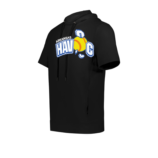 [222605.080.S-LOGO1] YOUTH VENTURA SOFT KNIT SHORT SLEEVE HOODIE (Youth S, Black, Logo 1)