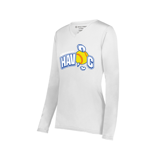 [222824.005.S-LOGO1] Ladies LS Smooth Sport Shirt (Female Adult S, White, Logo 1)
