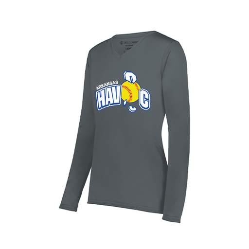 [222824.059.S-LOGO1] Ladies LS Smooth Sport Shirt (Female Adult S, Gray, Logo 1)