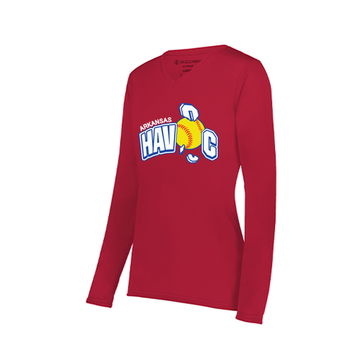 [222824.083.S-LOGO1] Ladies LS Smooth Sport Shirt (Female Adult S, Red, Logo 1)
